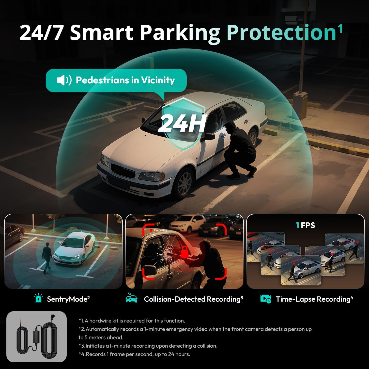 Thumbnail 4 de BOTSLAB 3K 4-Channel Dash Cam with 560° coverage, WiFi, GPS, and voice control