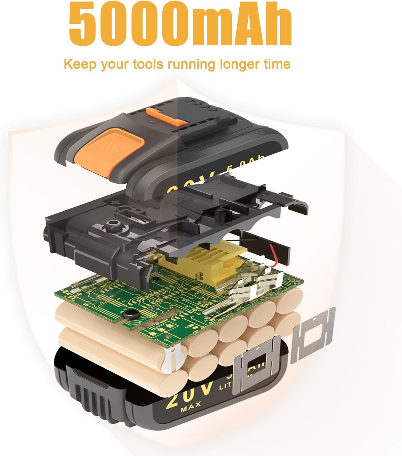 Thumbnail 5 de REACELL WA3553 20V Li-ion reserveaccu, 5,0 Ah met led-display