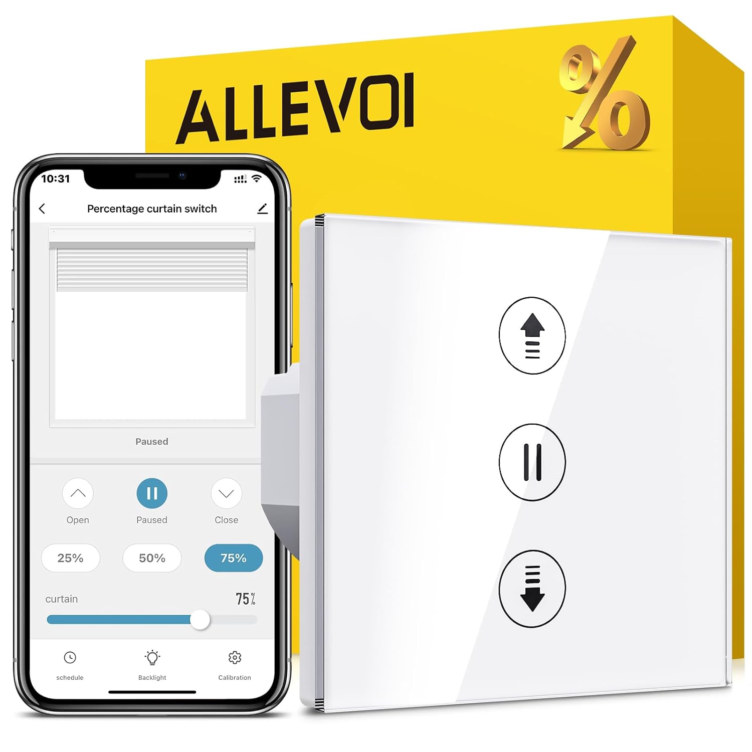 Detalle de Allevoi Wlan Rolladenschalter 80 x 80 mm