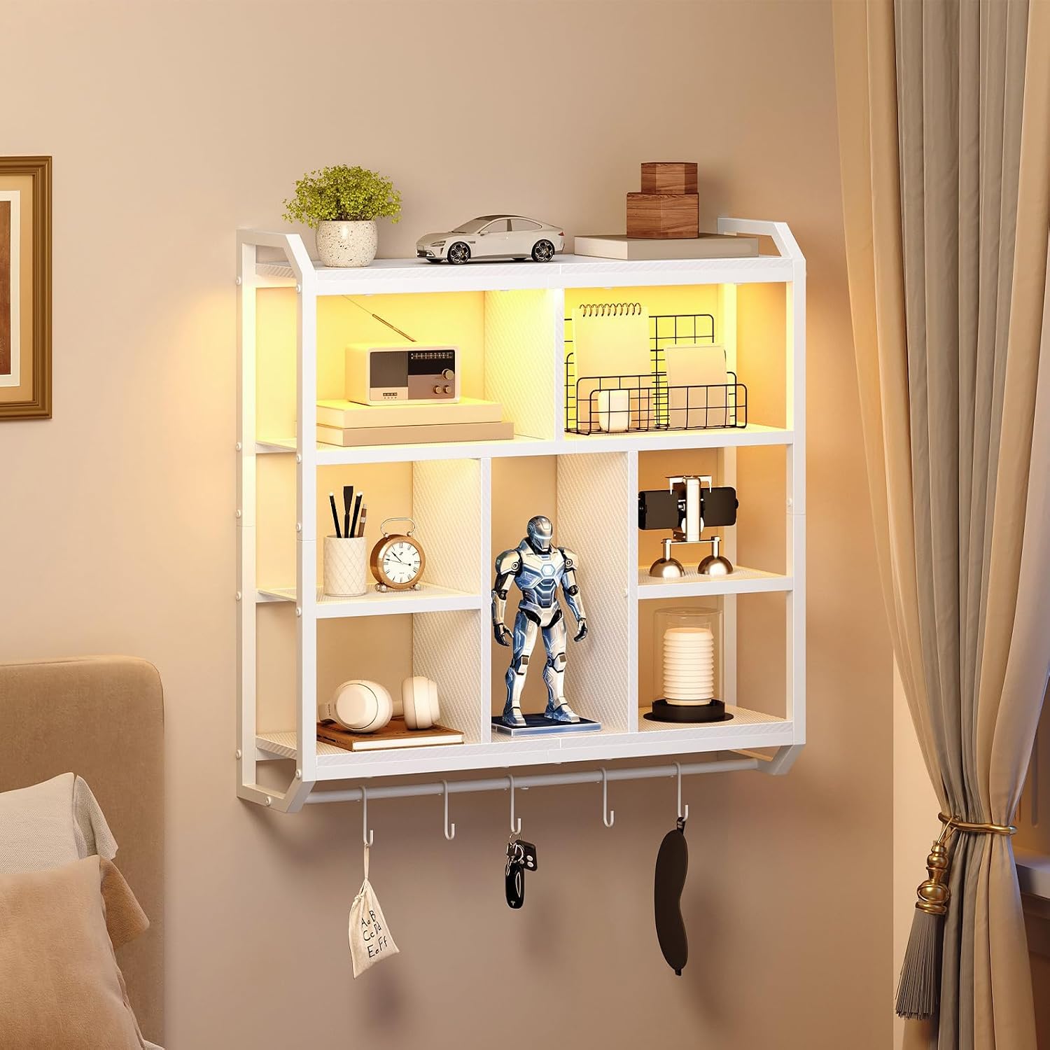 Detalle 2 de HOOBRO LED Gaming Wall Shelf 4-Tier
