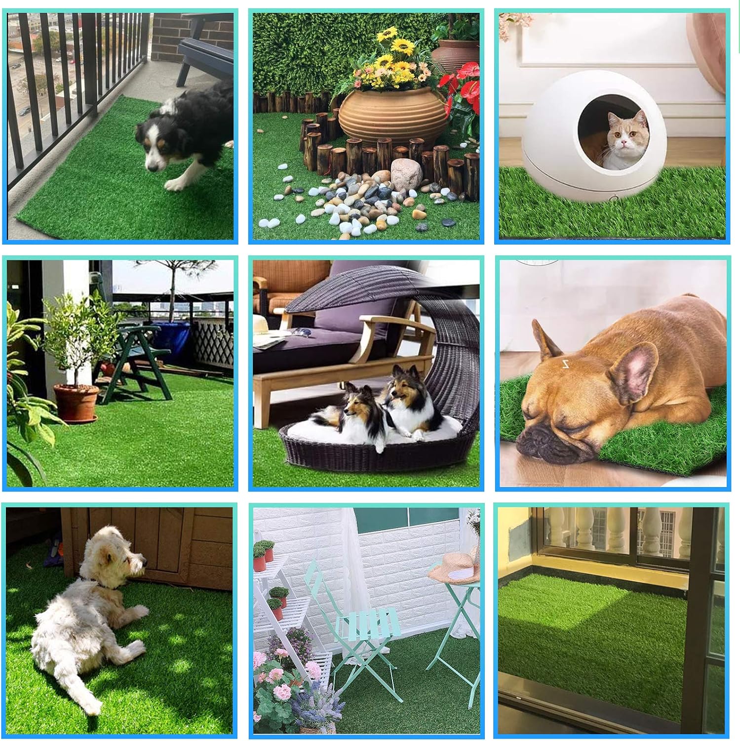 Thumbnail 6 de SSRIVER 50 x 65cm artificial grass rug turf for dogs (indoor & outdoor potty training)