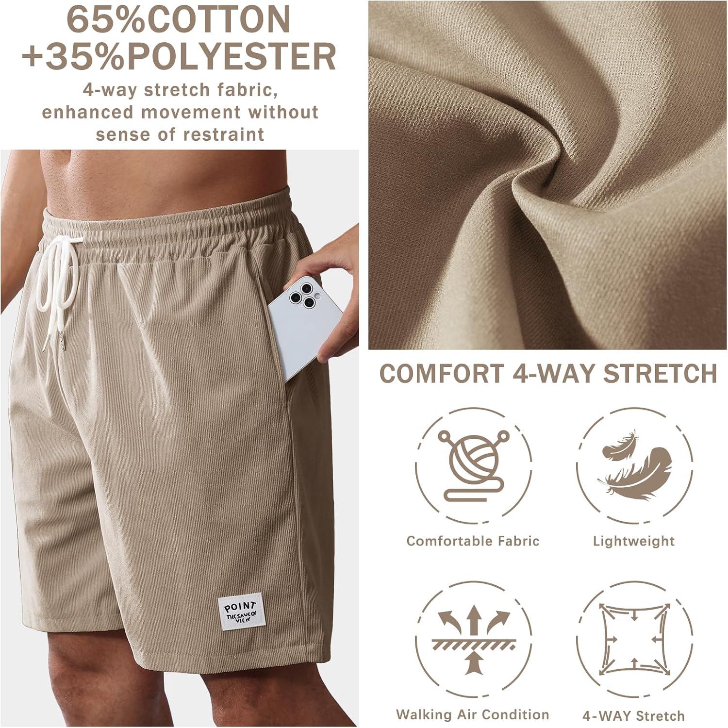 Thumbnail 6 de Vorvowry Mens summer shorts, linen cotton blend