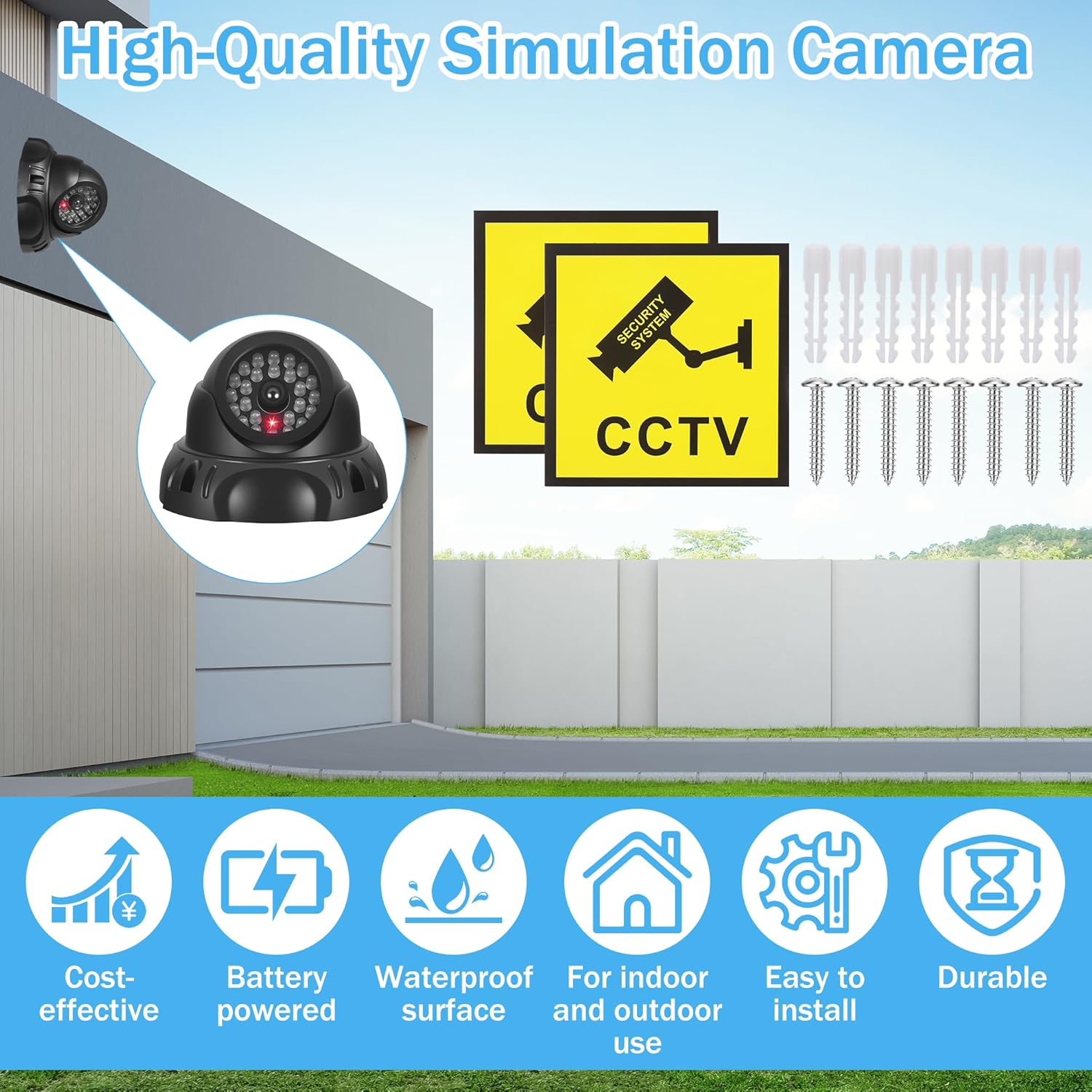 Thumbnail 2 de JIZZU 2Pcs Dummy Cameras: Realistic Fake CCTV for Indoor/Outdoor Use