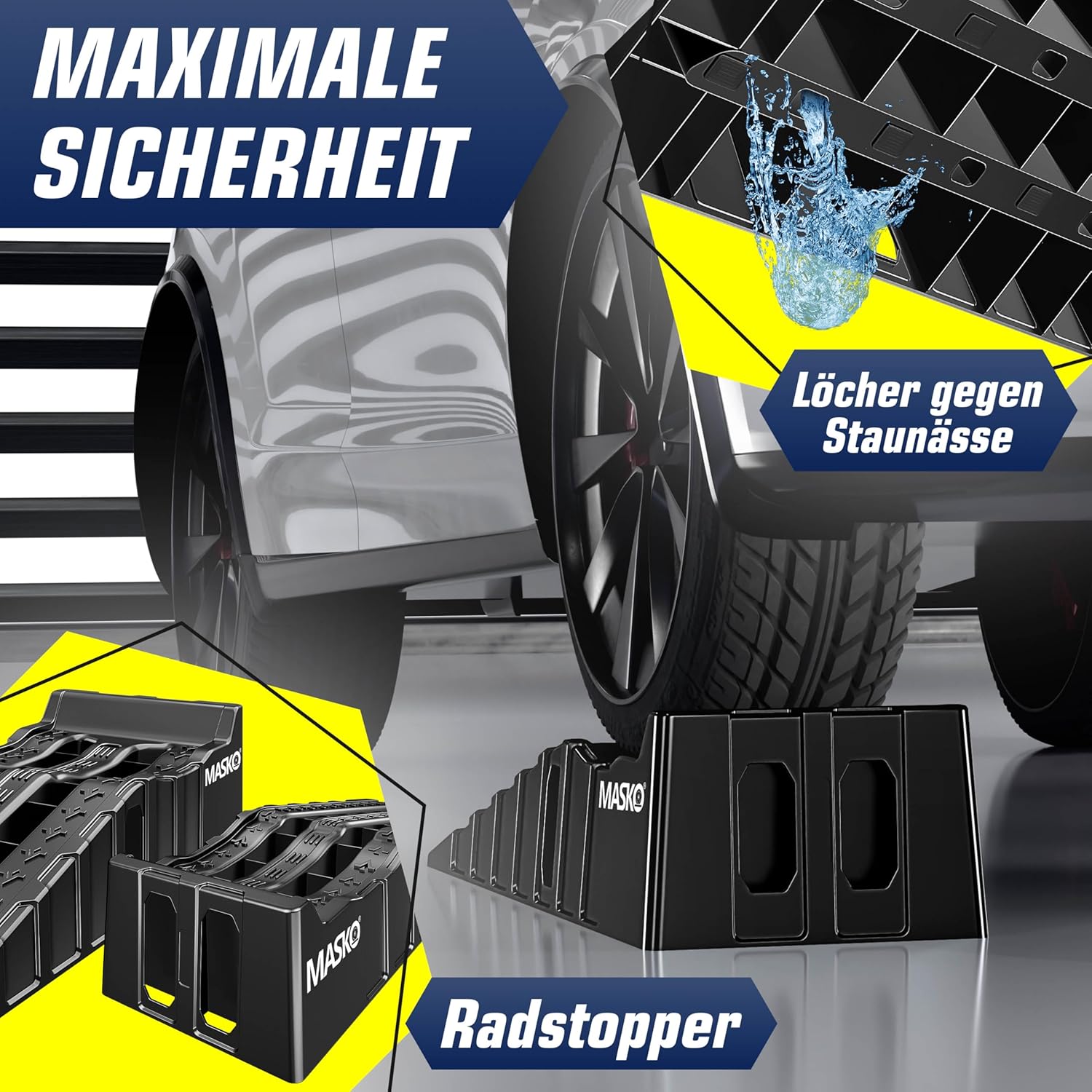 Thumbnail 3 de MASKO® Auffahrrampe PKW-Set (2er-Set) mit Überfahrschutz – rutschfest, 5 t Traglast