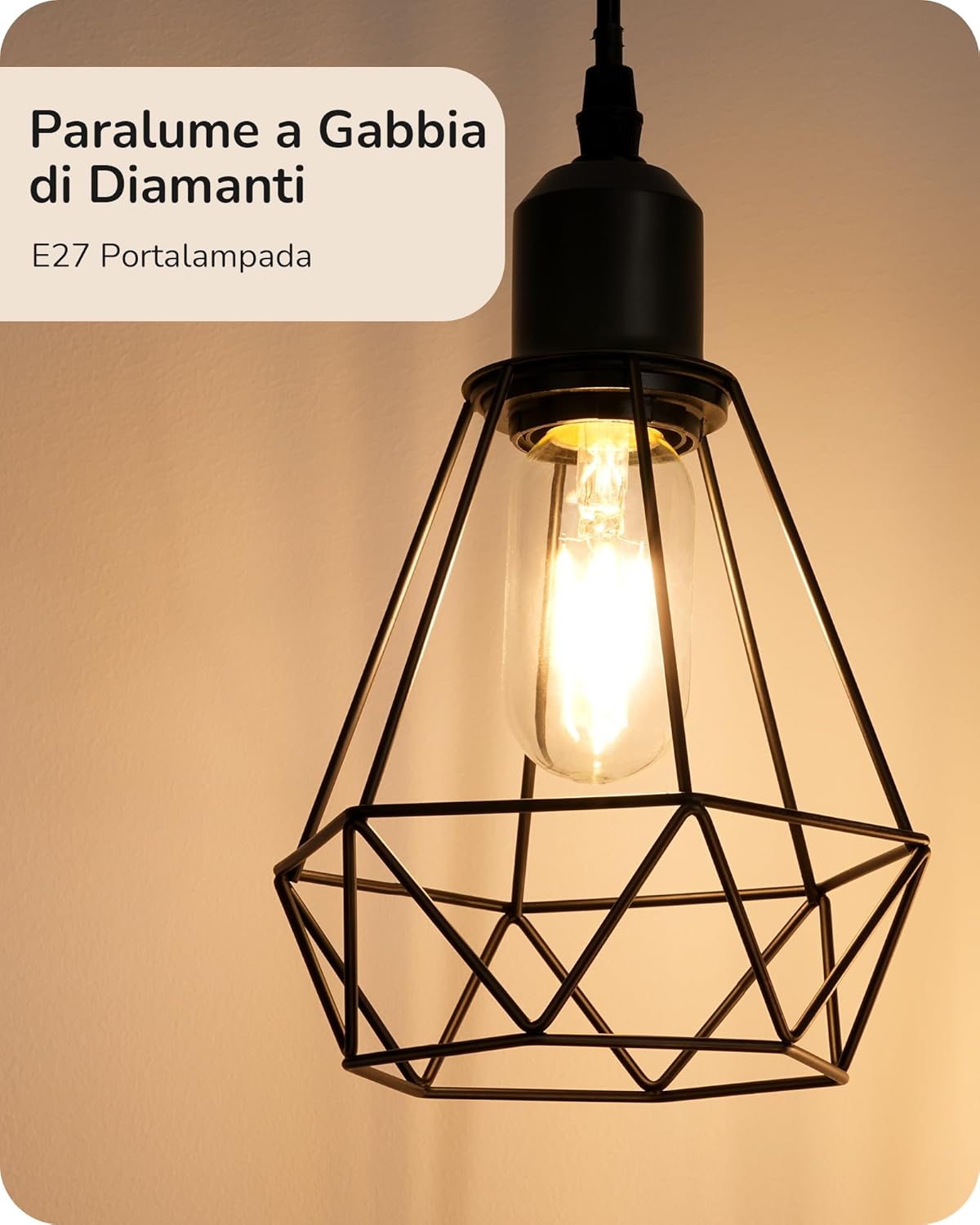Thumbnail 2 de EDISHINE Lampada da terra a LED dimmerabile: stile industriale con 3 gabbie e lampadine E27
