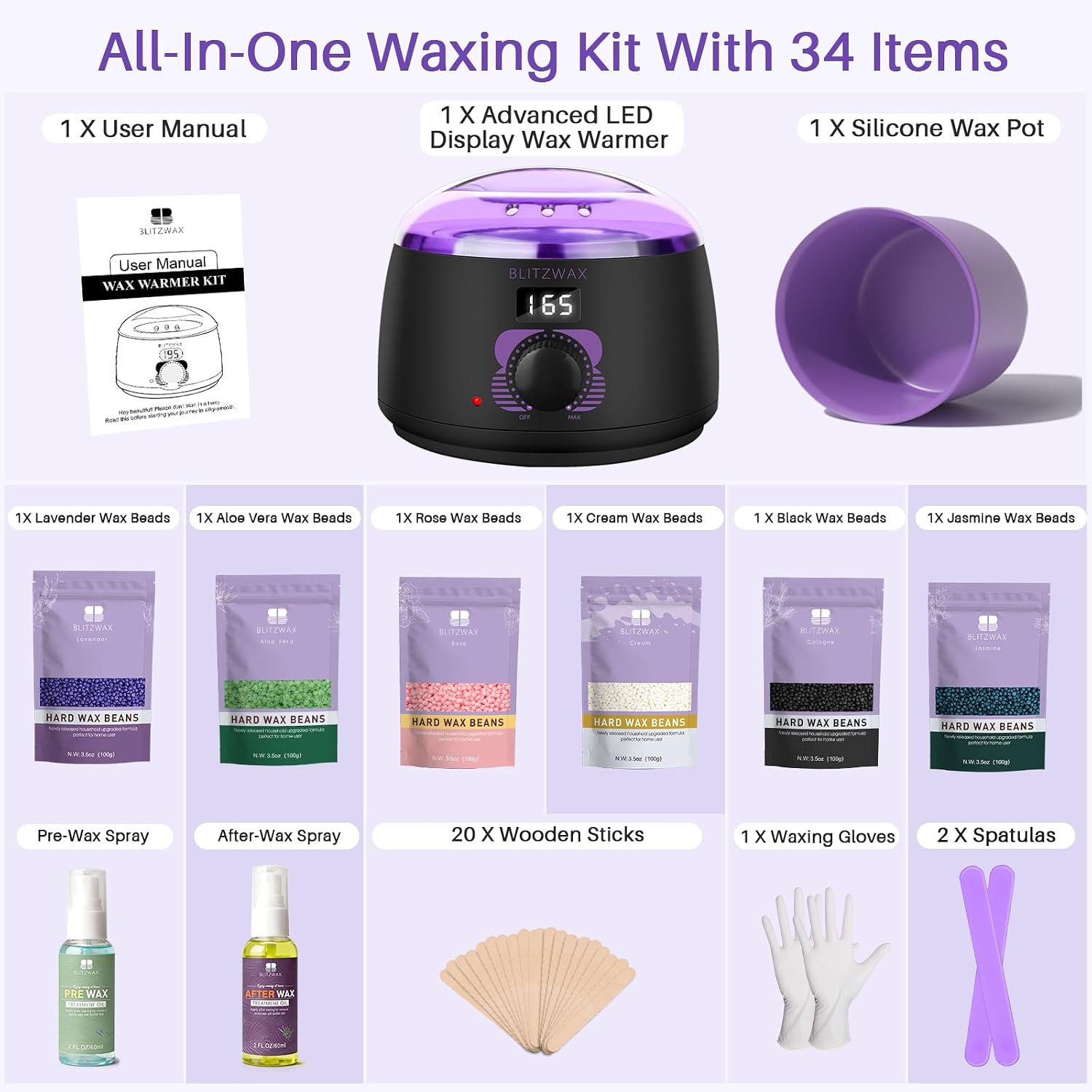 Thumbnail 4 de BLITZWAX Waxing Kit with 51 Accessories ⚙