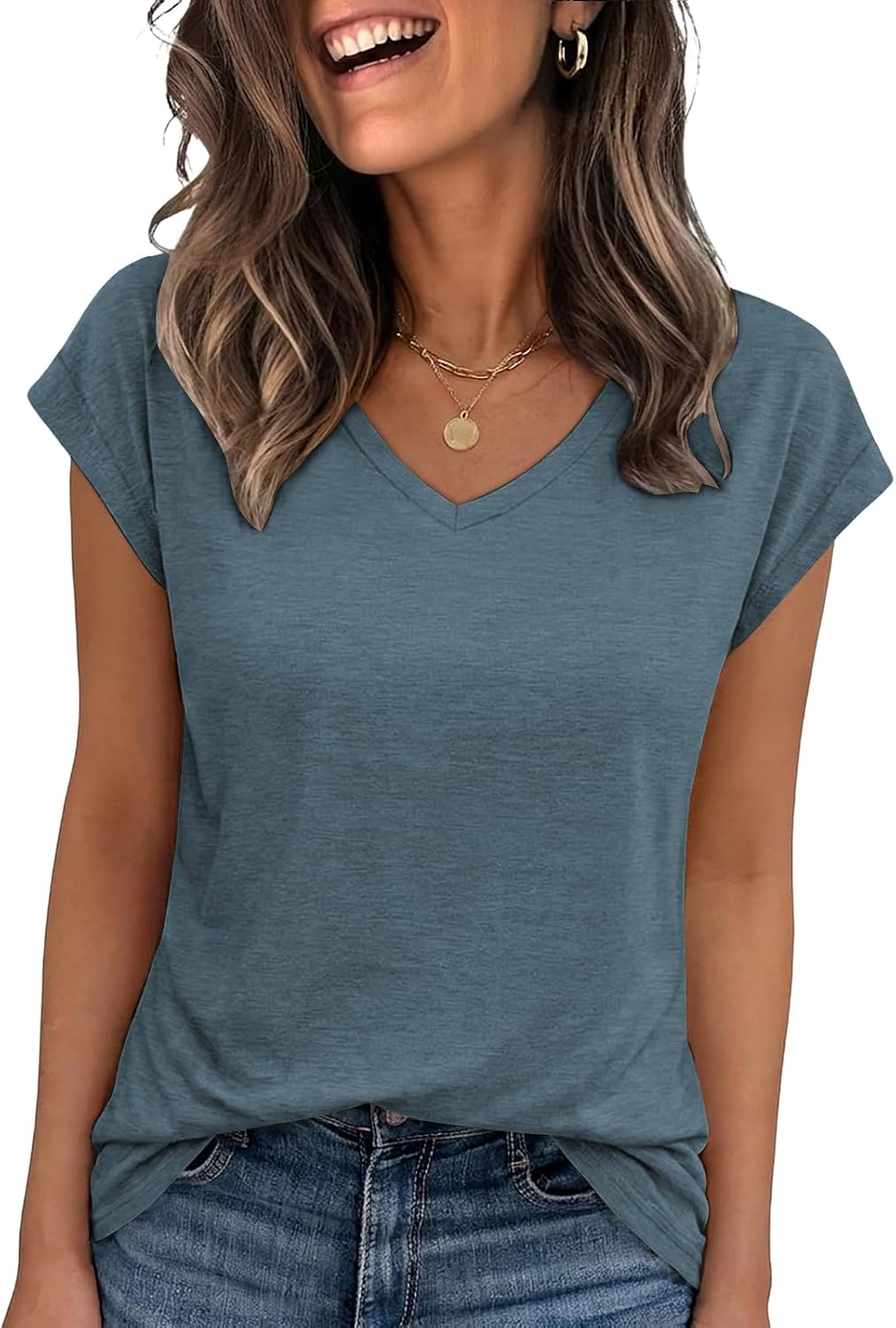 Thumbnail 6 de Cuptacc Damen T-Shirt V-Ausschnitt Sommer