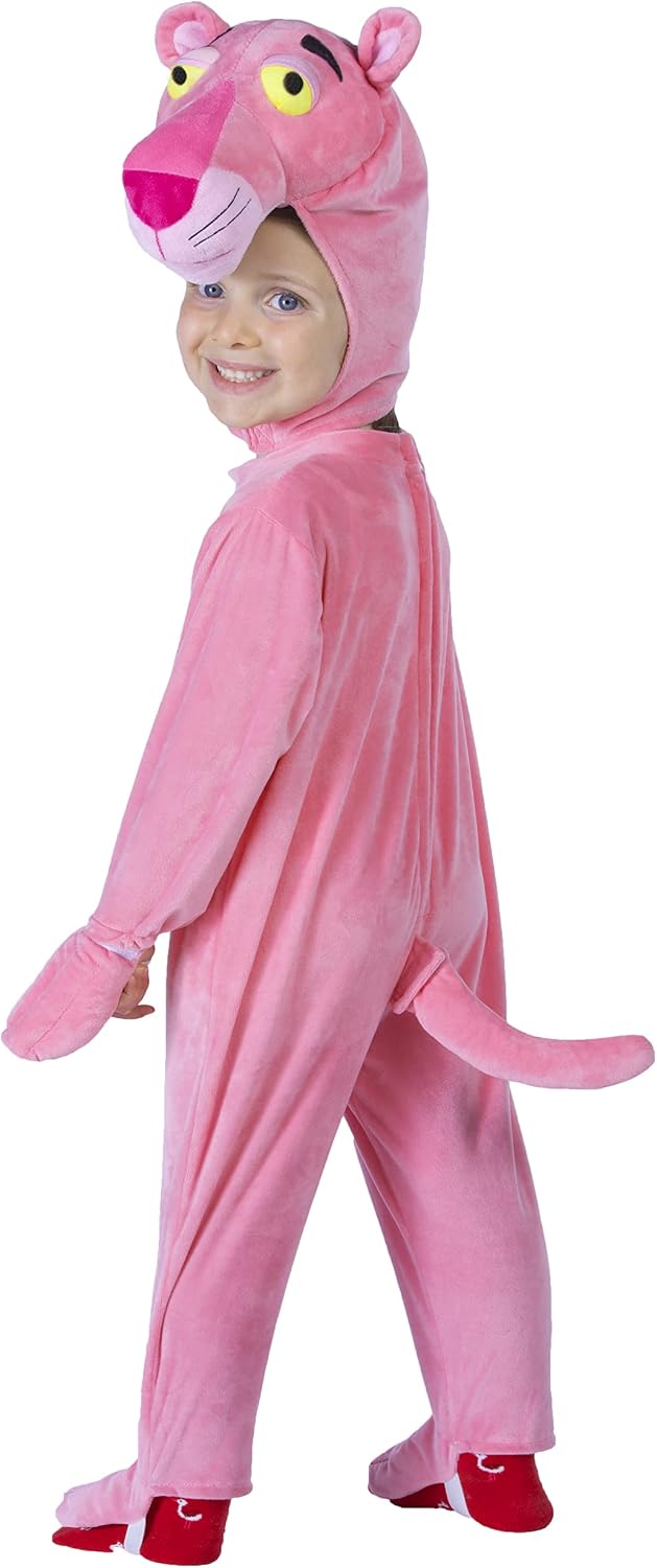 Detalle de Pink Panther pluszowy kostium dziecięcy 5–7 lat z czapką i odpinanym ogonem