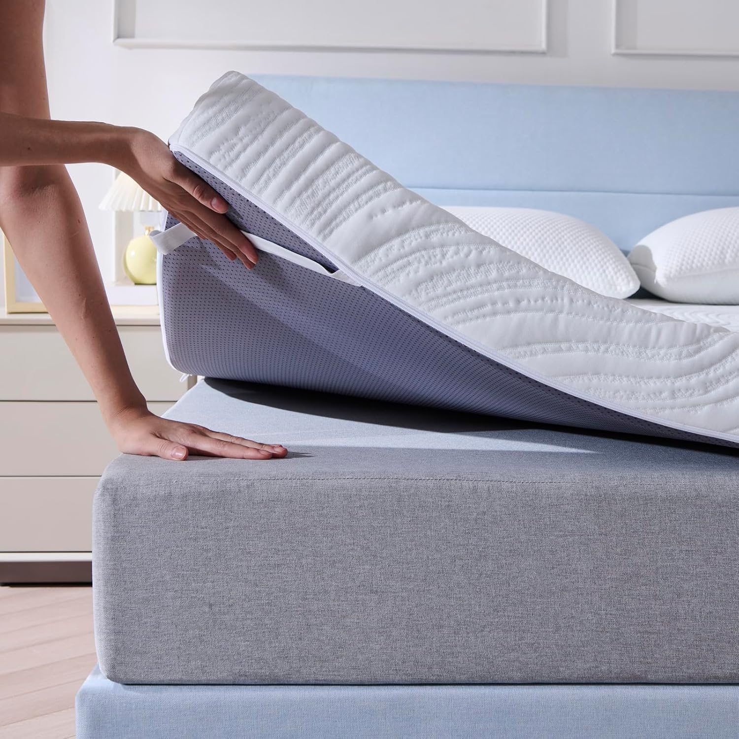 Thumbnail 6 de Hiimgo Surmatelas 180 x 200 x 7,5 cm en mémoire de forme gel (housse lavable)