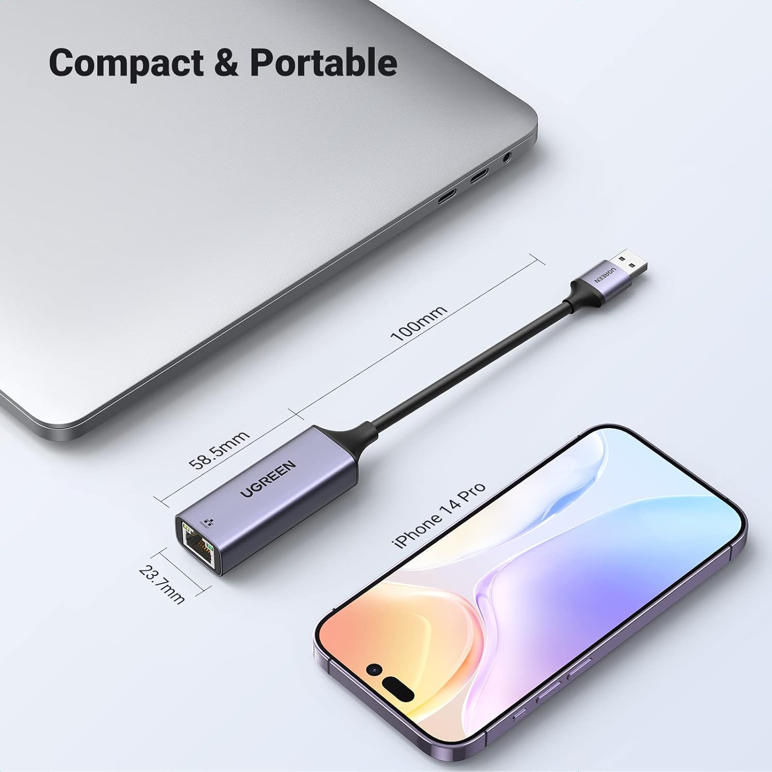 Thumbnail 5 de UGREEN Adaptateur USB vers Ethernet Gigabit 1000 Mbps RJ45 (USB 3.0, Plug & Play) — Gris