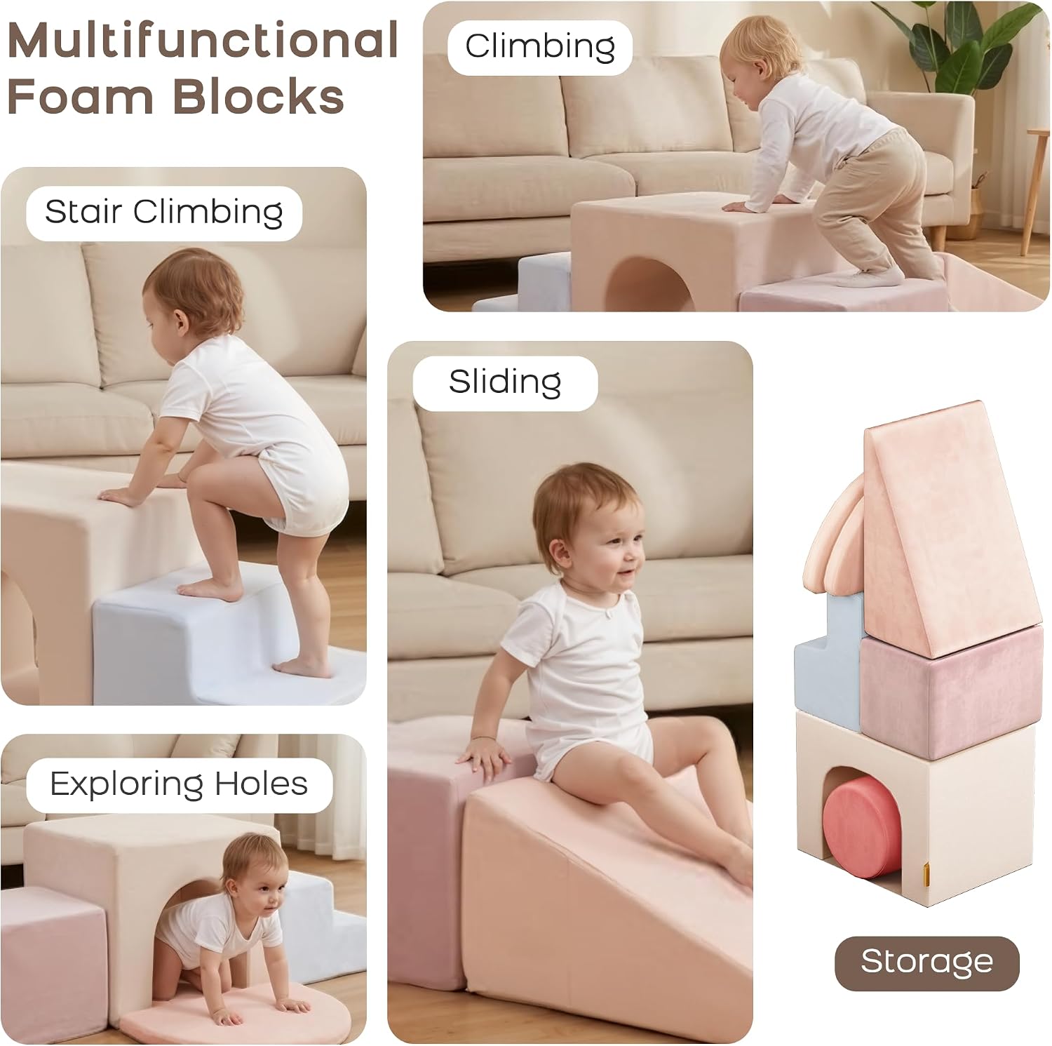 Thumbnail 5 de BanaSuper Kids Soft Play Set: 7 Foam Climbing Blocks for Indoor Sensory Play