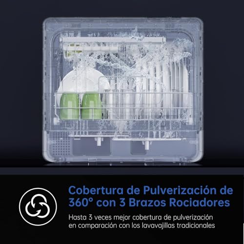 Thumbnail 7 de AIRMSEN Lavavajillas portátil de encimera con 7+2 programas, 5 L y control táctil (Blanco)