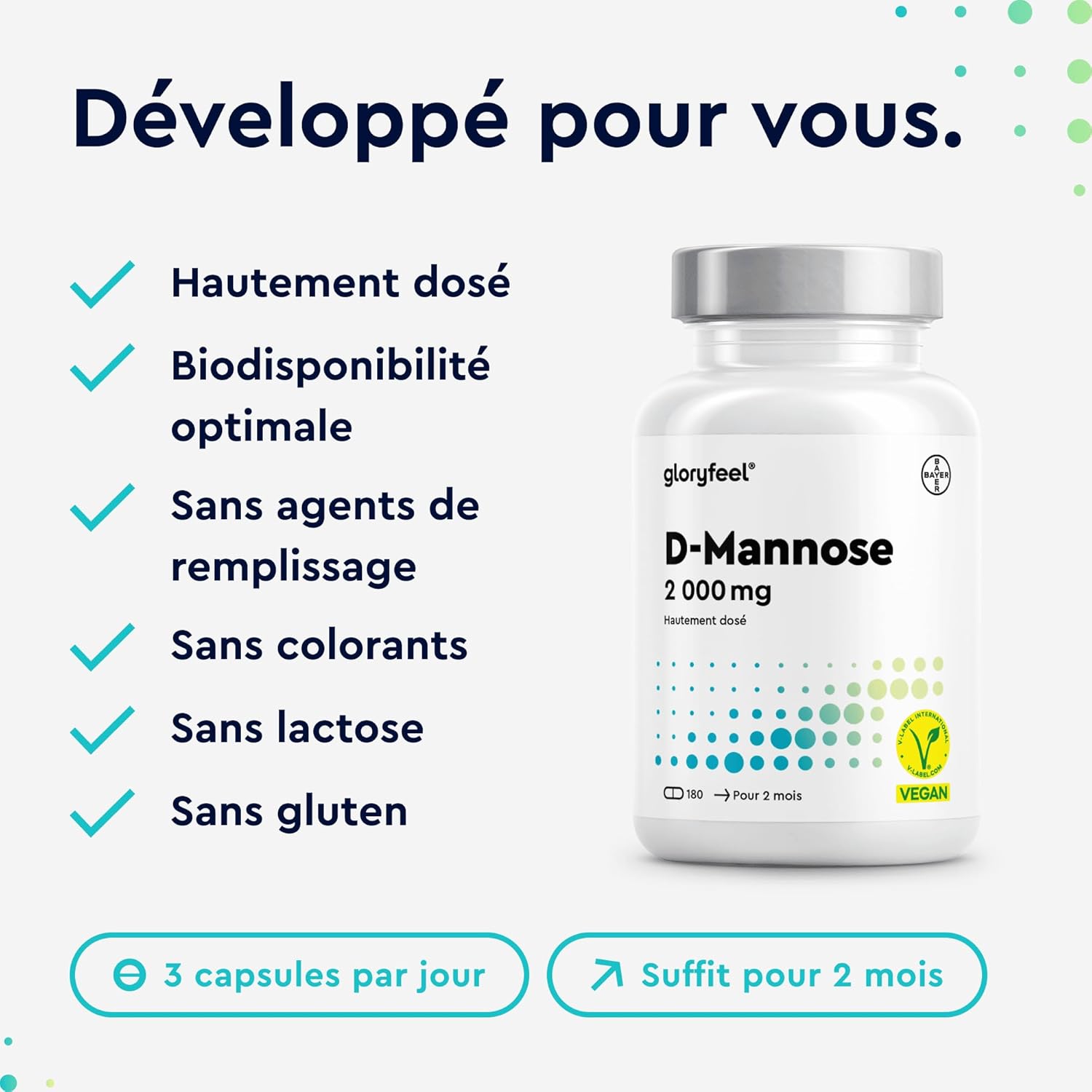 Thumbnail 4 de D-Mannose Pur 2000mg 180 capsules