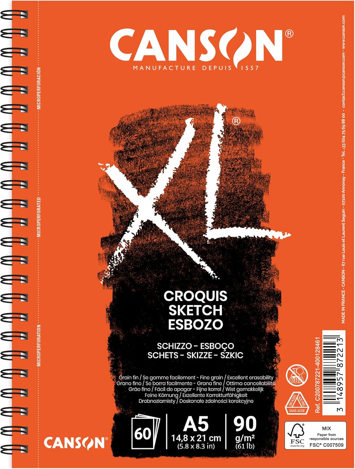 Thumbnail 5 de Album spiralé grand côté CANSON XL Croquis A4 ivoire – 120 feuilles pour le dessin au crayon