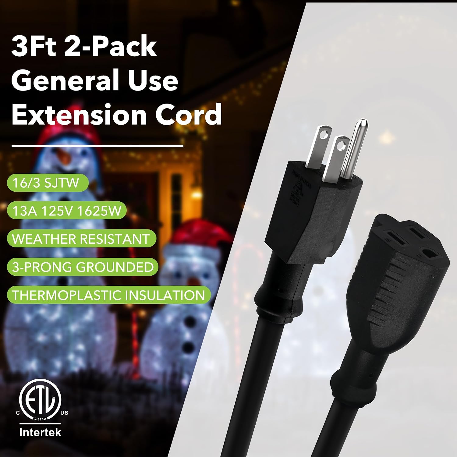 Detalle de BN-LINK indoor-outdoor extension cord, 3 ft