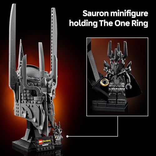 Detalle de LEGO Icons The Lord of the Rings: Sauron’s Helmet Display Model Kit (11373) – Collectible for Adults