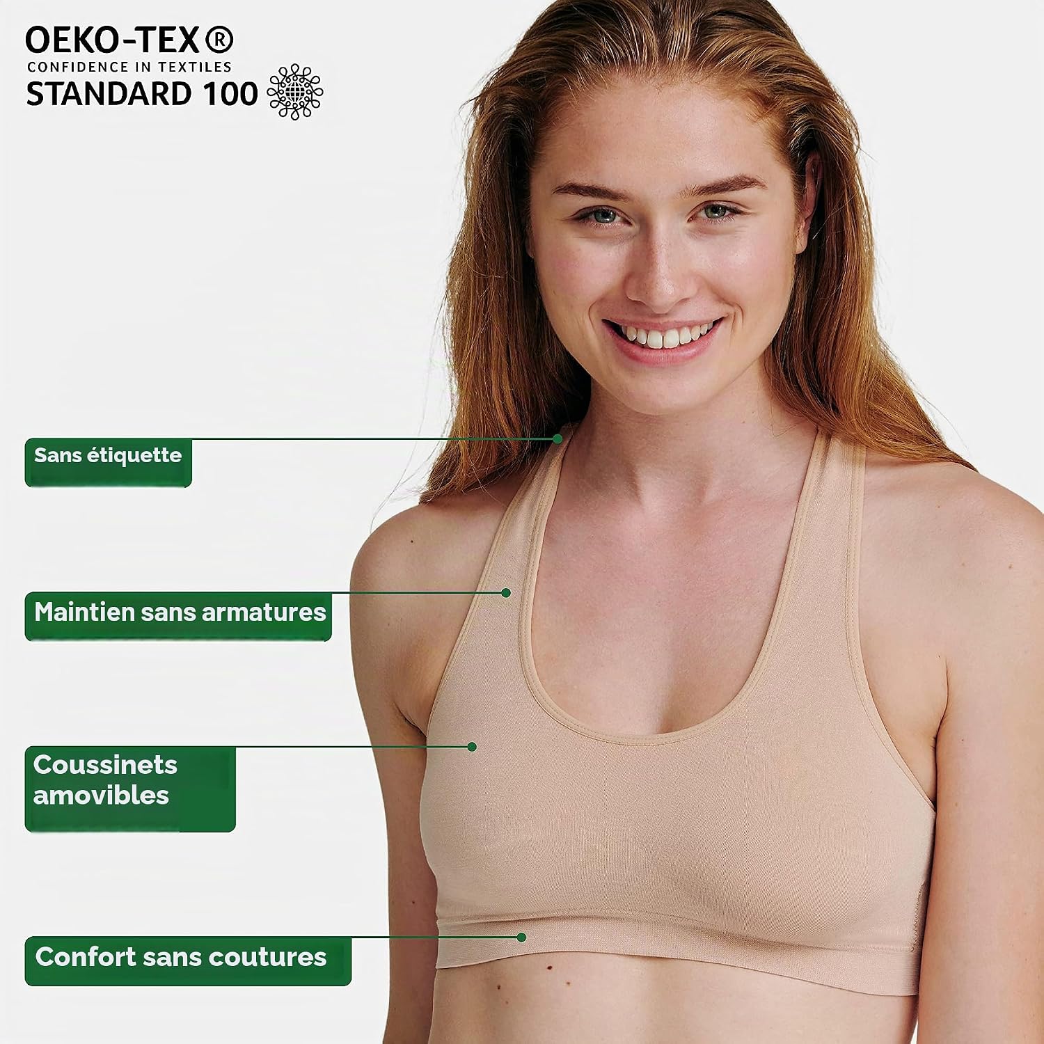 Detalle de DANISH ENDURANCE naadloze bamboeviscose-bralette zonder beugel