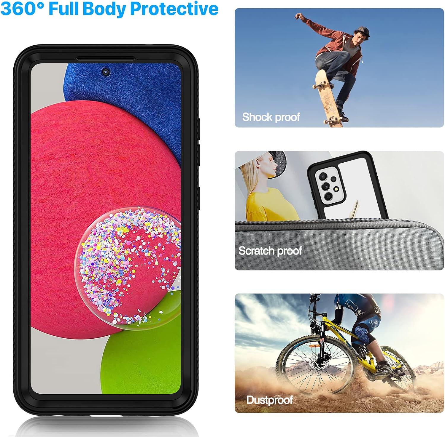 Thumbnail 5 de CENHUFO rugged Samsung Galaxy A52s / A52s 5G phone case with built-in screen protector (Black)