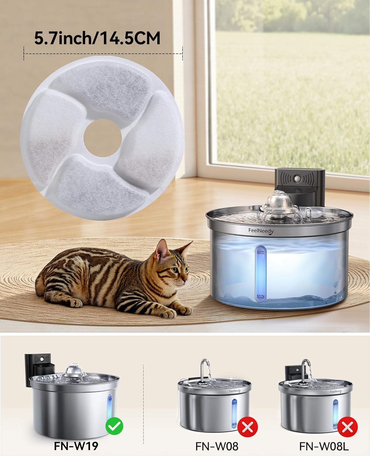 Detalle 2 de 6 Pack Filter for Cat Water Fountain 3.5L 🐱