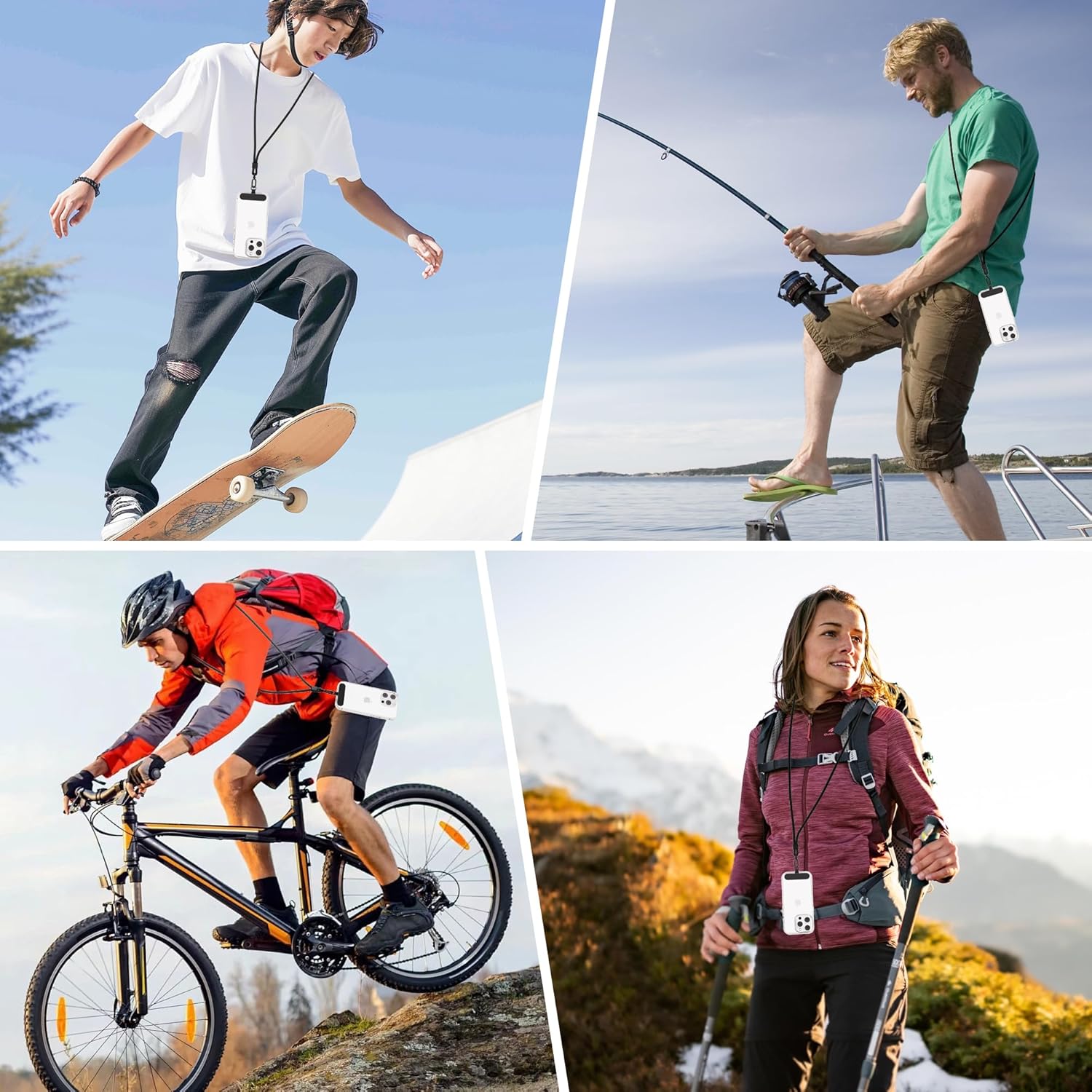 Thumbnail 4 de Qyoocom universal mobile phone chain (pack of 2) with 4 universal pads, adjustable lanyard for smartphones