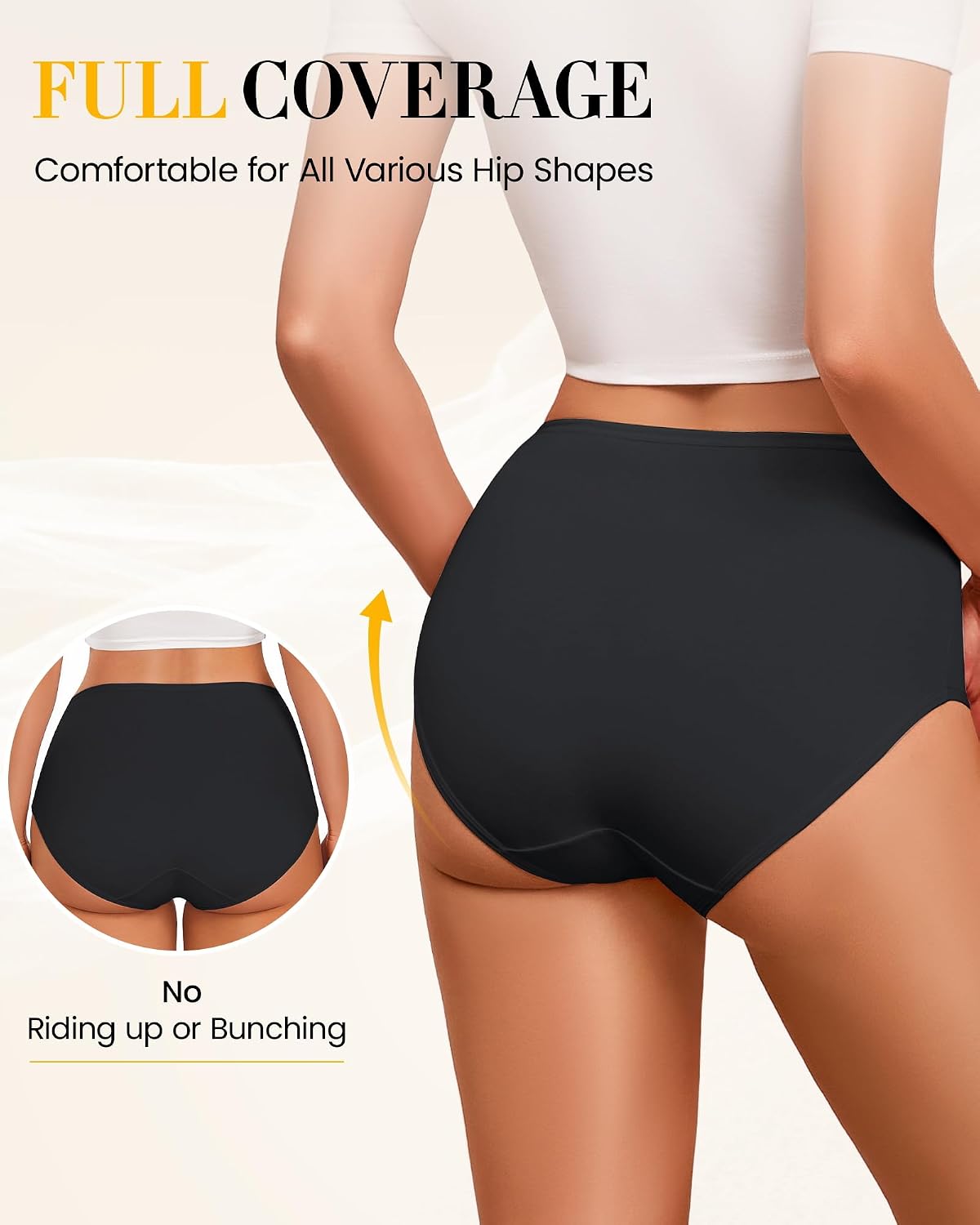 Detalle 2 de SIMIYA 5-Pack Cotton High-Waisted Briefs for Women, Full Coverage