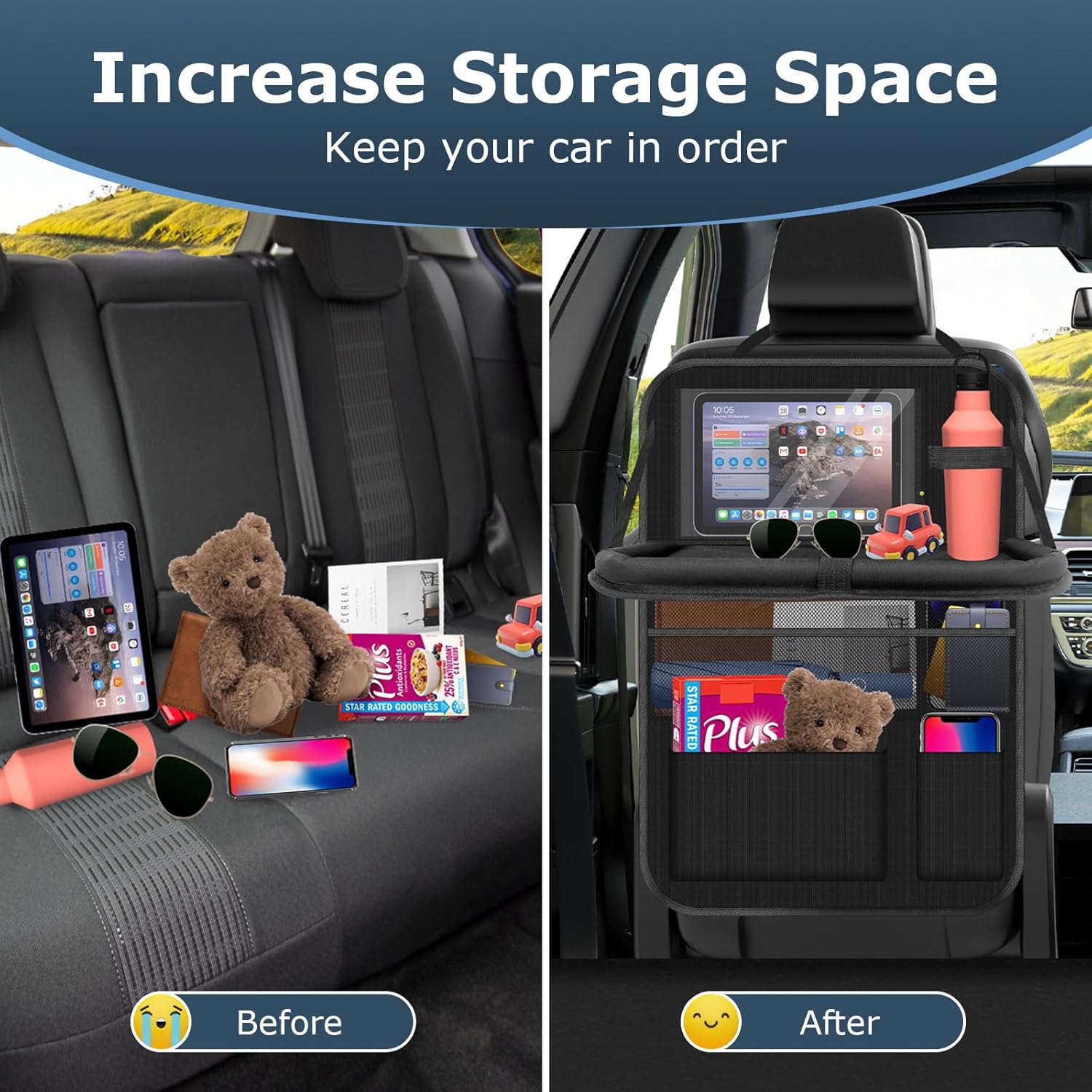Thumbnail 4 de Oneyus Auto Organizer car seat protector with tray