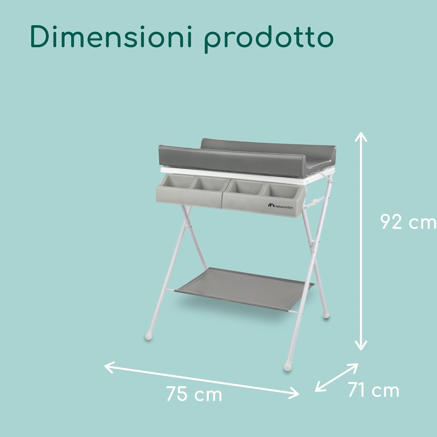 Thumbnail 5 de Bebeconfort Baltic: Fasciatoio 2 in 1 con Vaschetta Neonato e Scarico, Grey Mist