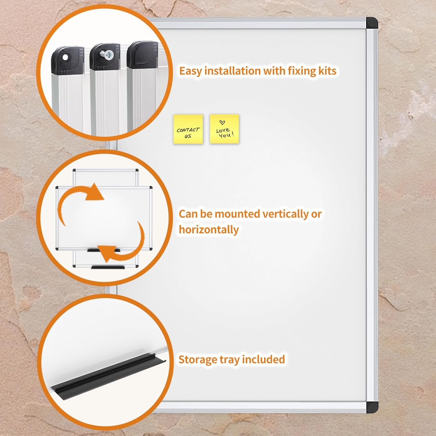 Thumbnail 5 de VIZ-PRO Magnetic Whiteboard 120x90 cm (2 Pack) with Silver Aluminium Frame