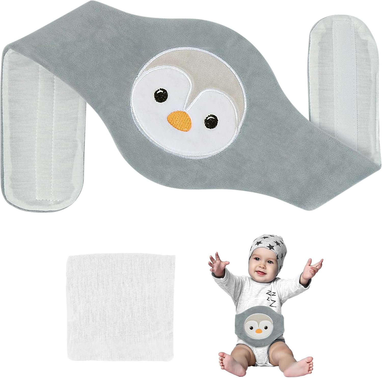 Detalle de Vicloon Baby Wärmegürtel – Mikrowellen-Wärmekissen für Bauch & Koliken (Pinguin)