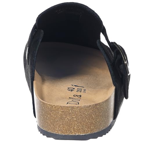 Detalle de Dokela Cuir Sabots Homme Mules Femme Chaussons avec Liège, Noir, 48