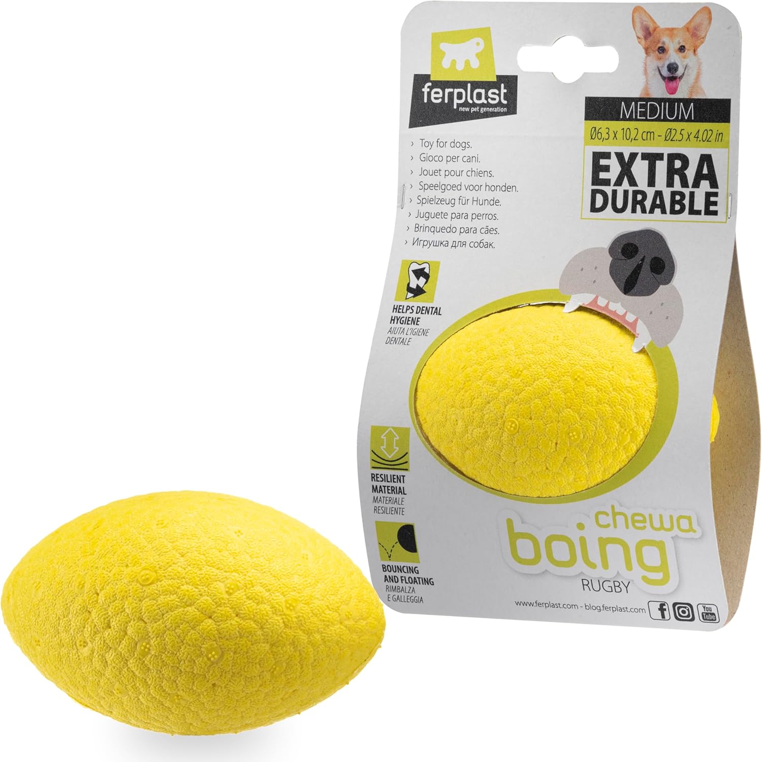 Ferplast jouet chien durable, non toxique, jaune ⚡