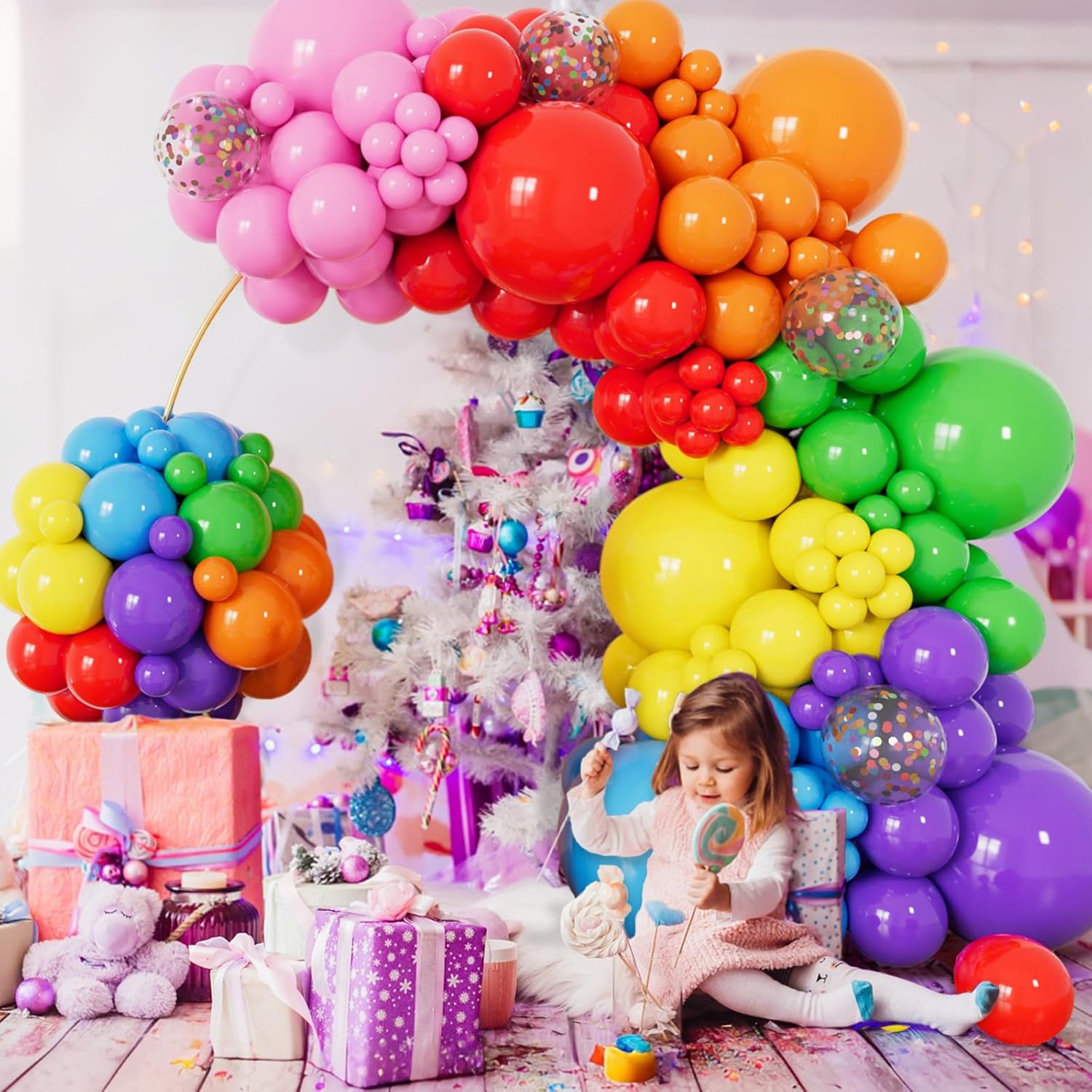 Thumbnail 5 de 162-Piece Colorful Rainbow Balloons Arch Kit for Parties (Rainbow Balloon Garland)