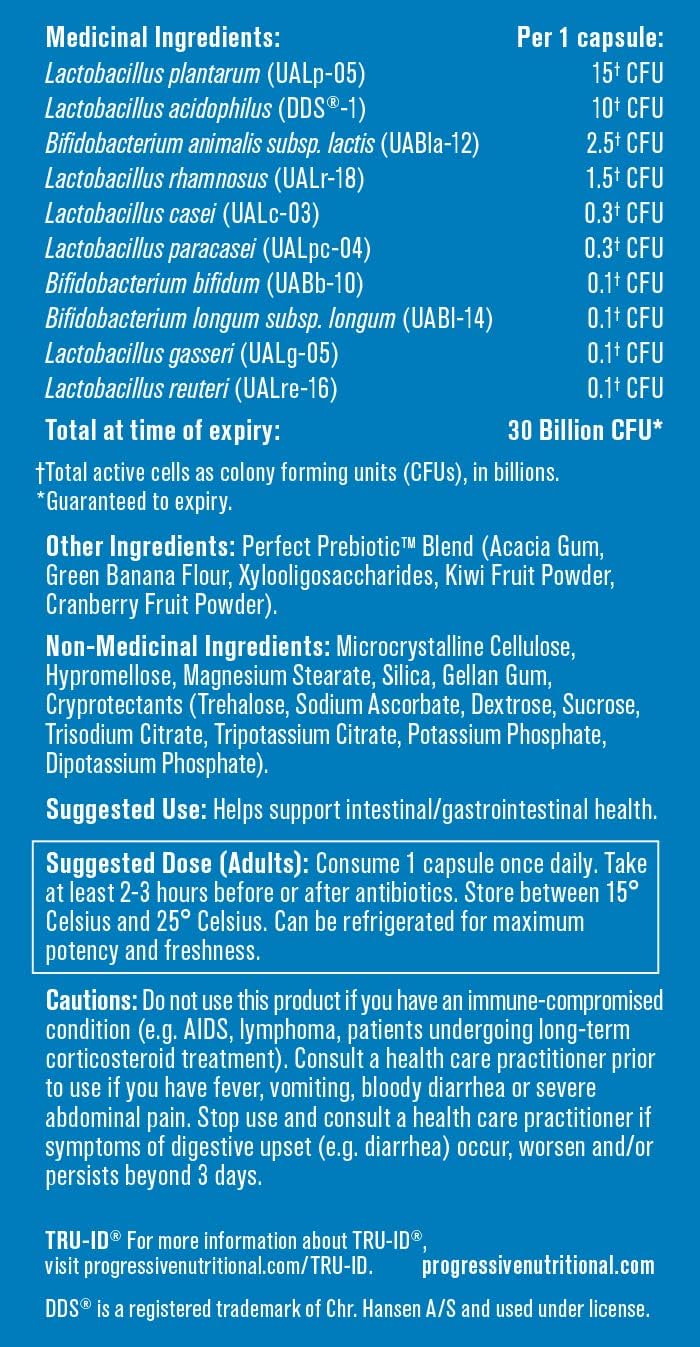 Detalle 1 de Progressive Perfect Probiotic 30 Billion CFU, 10 Strains, Prebiotic Blend, 60 Vegan Capsules