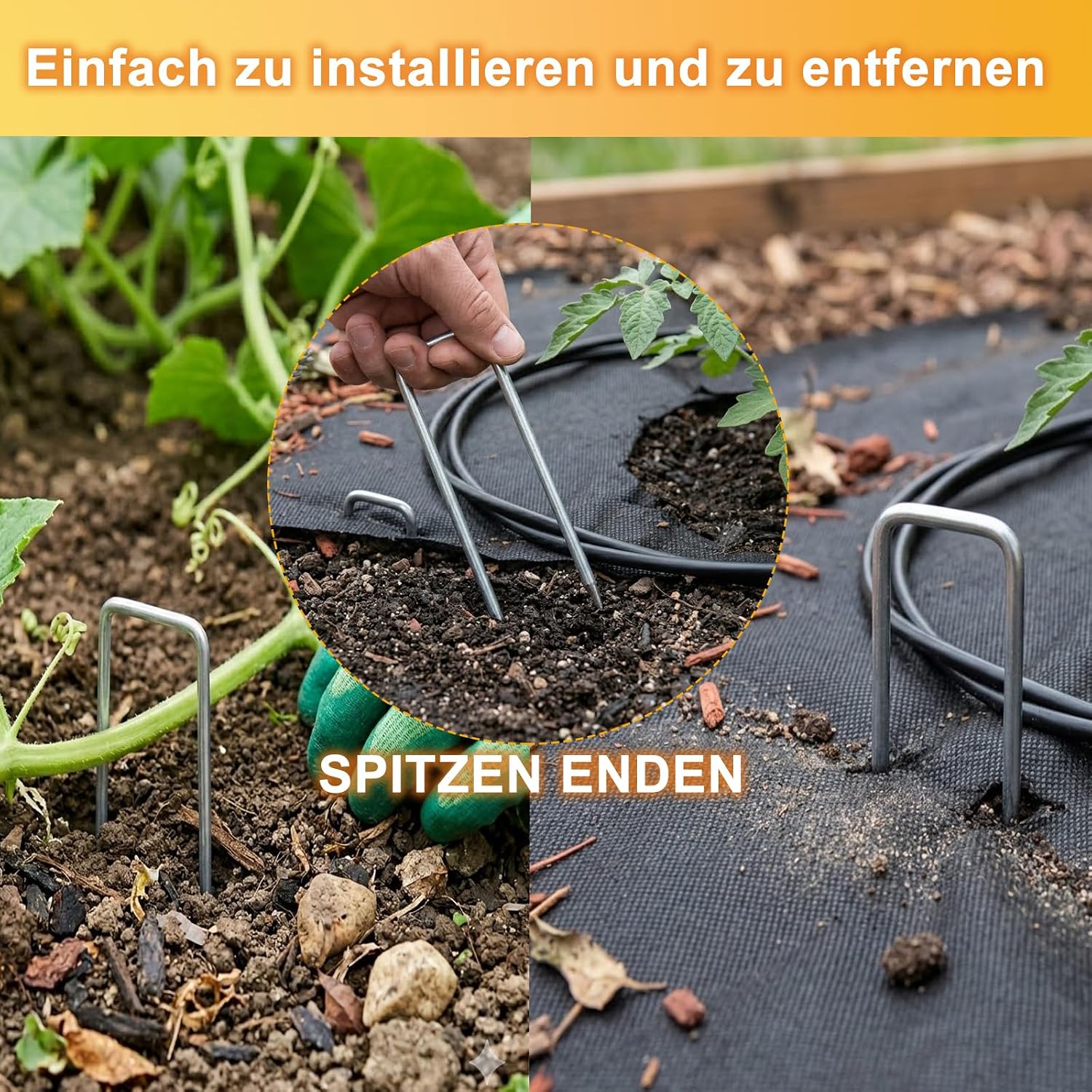 Detalle de HOEXSPRAY BDS-03-A U-vormige grondpennen van verzinkt staal, 15 cm, 100 stuks
