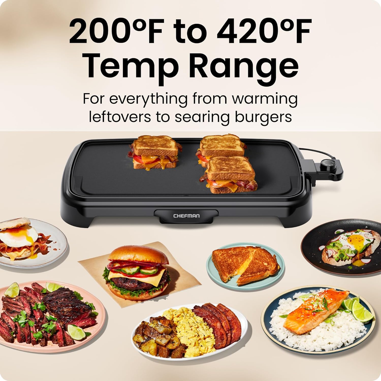 Thumbnail 2 de Chefman XL Electric Griddle 10 x 20 Inch