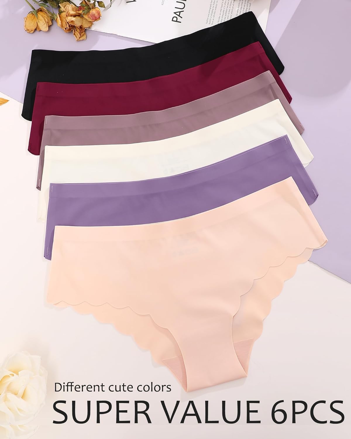 Thumbnail 5 de 6 Pack Seamless Low Rise Hipster Bikini Panties S-XL