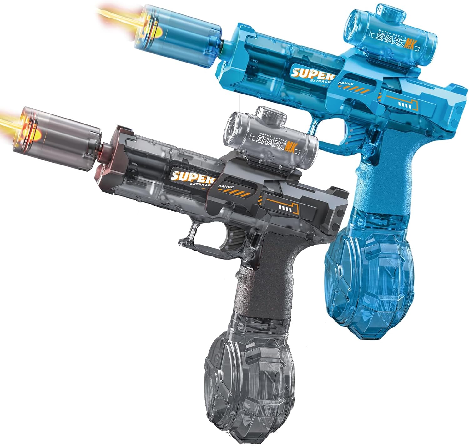 Detalle de 2-Pack Rechargeable Electric Water Gun with LED Light (Black & Blue) – Outdoor Water Blaster for Kids & Adults