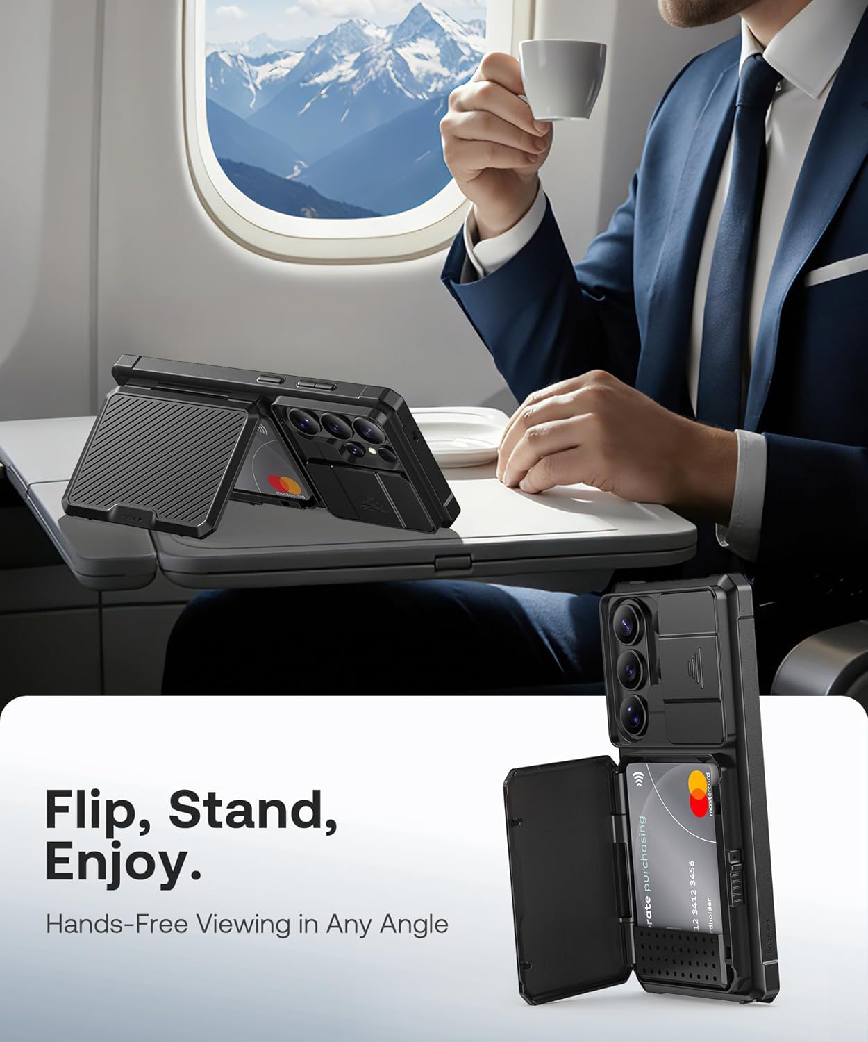 Thumbnail 6 de GOLBINBOX GolbinBox Case for Samsung Galaxy S26 Ultra (6.9 in) with Card Holder, Slide Camera Cover & RFID Protection — Ink Black