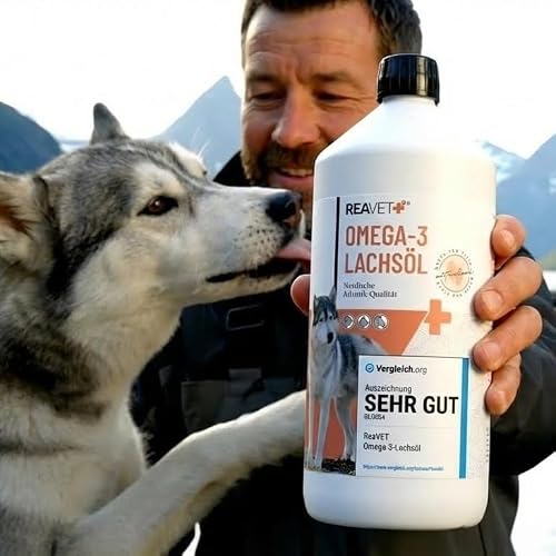 Detalle 2 de ReaVET Lachsöl Hunde 1 Liter – Omega-3 Boost aus Atlantiklachs, frisch abgefüllt in Deutschland