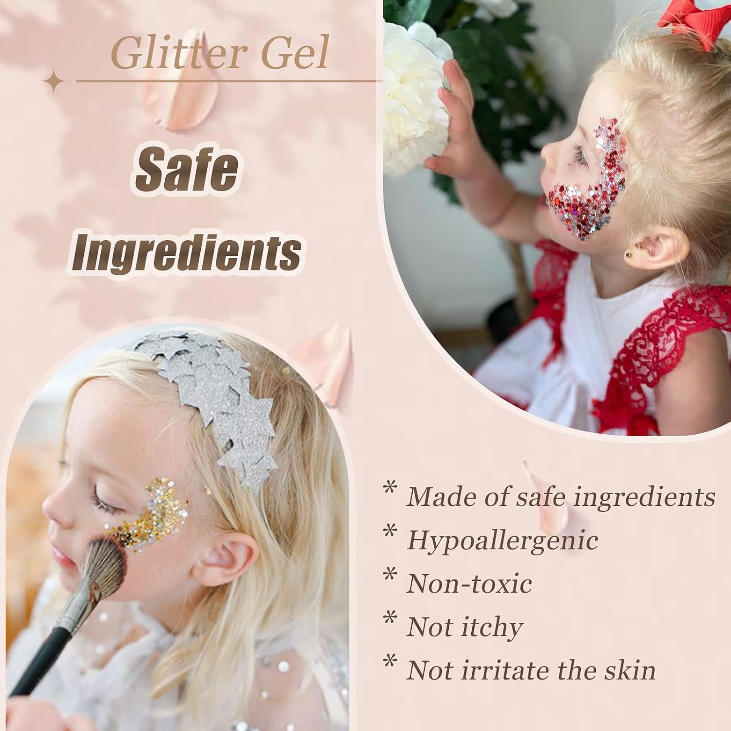 Detalle de Prehot G-001 Chunky Face and Body Glitter Gel, Five-Color Sequins