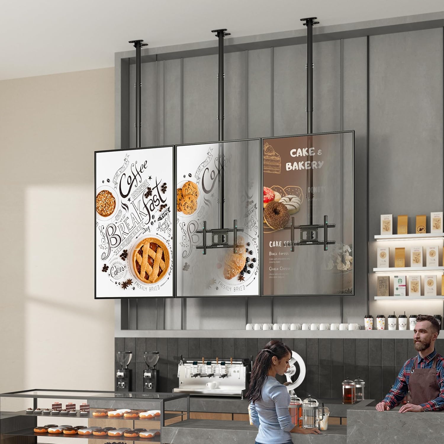 Thumbnail 3 de ONKRON Support TV Plafond Long N2L-B pour TV 32 à 80 pouces (VESA 100x100 à 600x400)