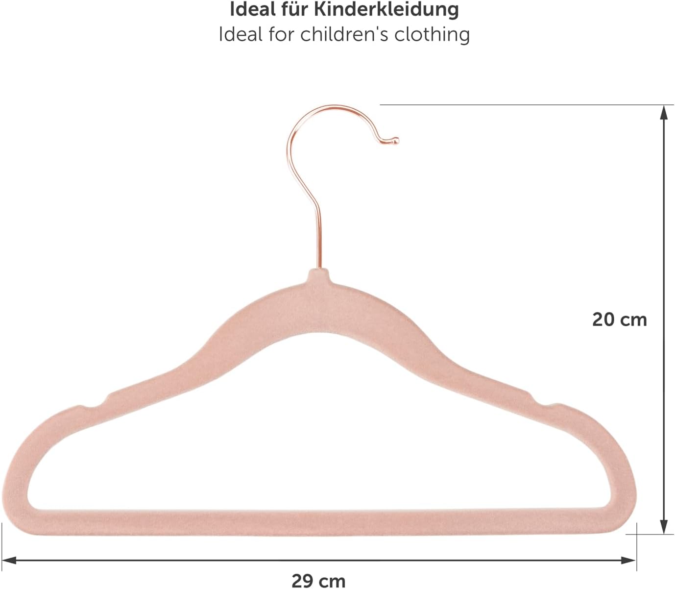 Thumbnail 4 de Laleni Kinderkleiderbügel (30 Stück) mit Samtbezug, 360° drehbar & rutschfest – Rosegold & Puderrosa