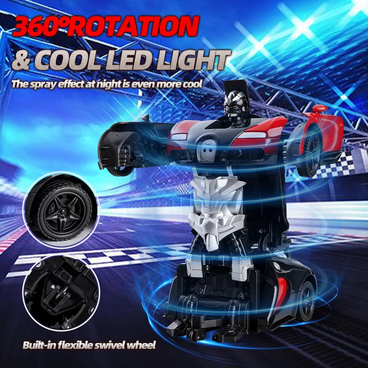 Thumbnail 3 de Daioller Ferngesteuertes Auto für Kinder – Umwandlung in Roboter, 360°-Rotation, Sprühnebel und LED-Licht