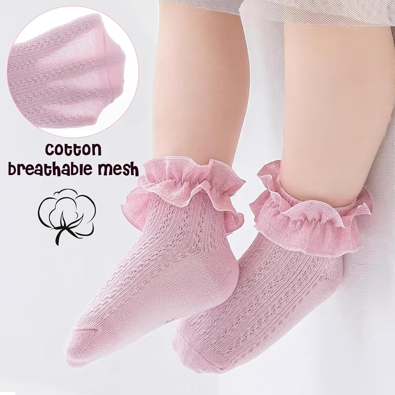 Detalle 2 de DRESHOW Infant Ruffle Lace Non-slip Socks