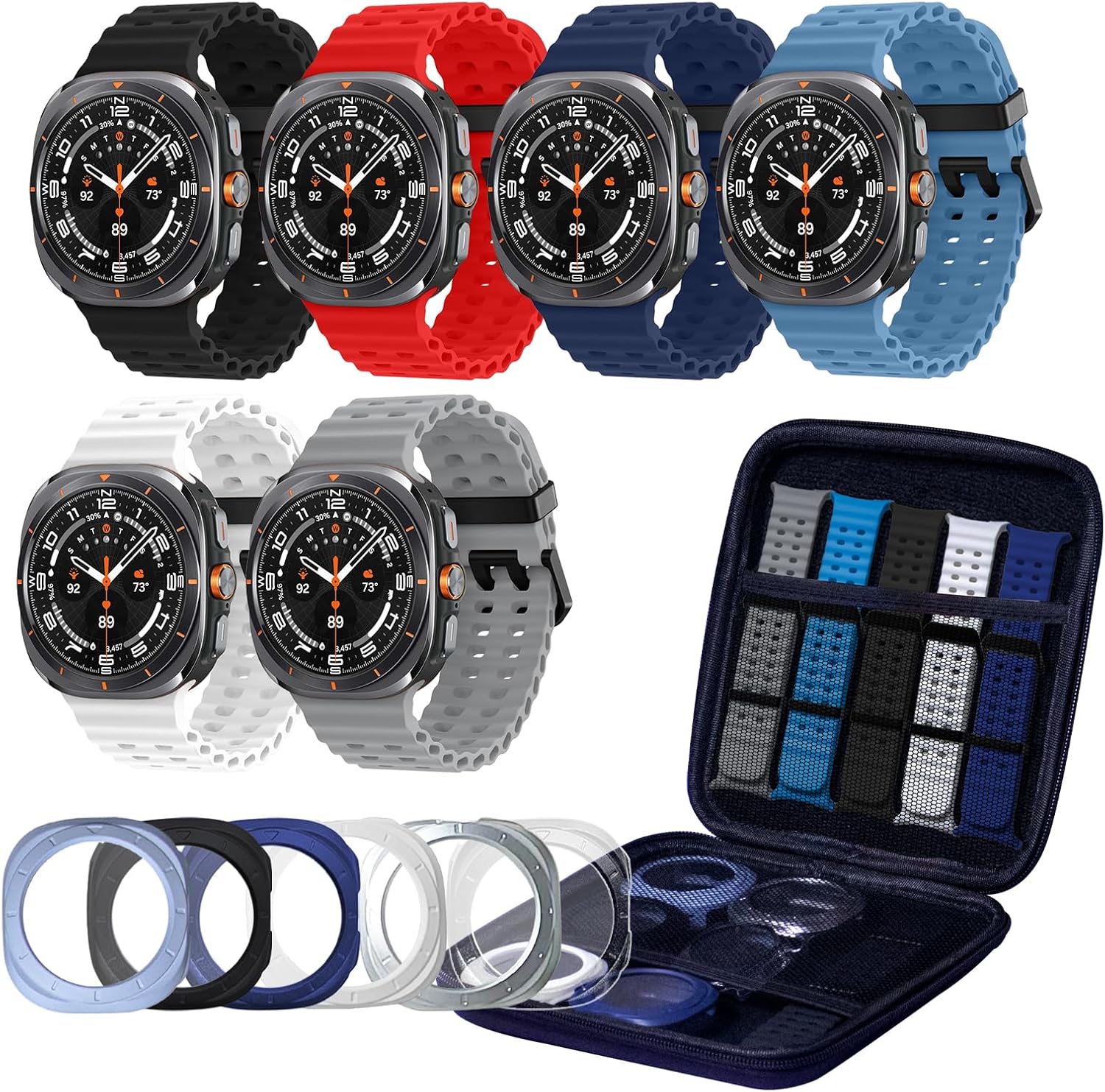 Detalle de 6-Pack Marine Silicone Bands + Protective Cases for Samsung Galaxy Watch Ultra 47mm