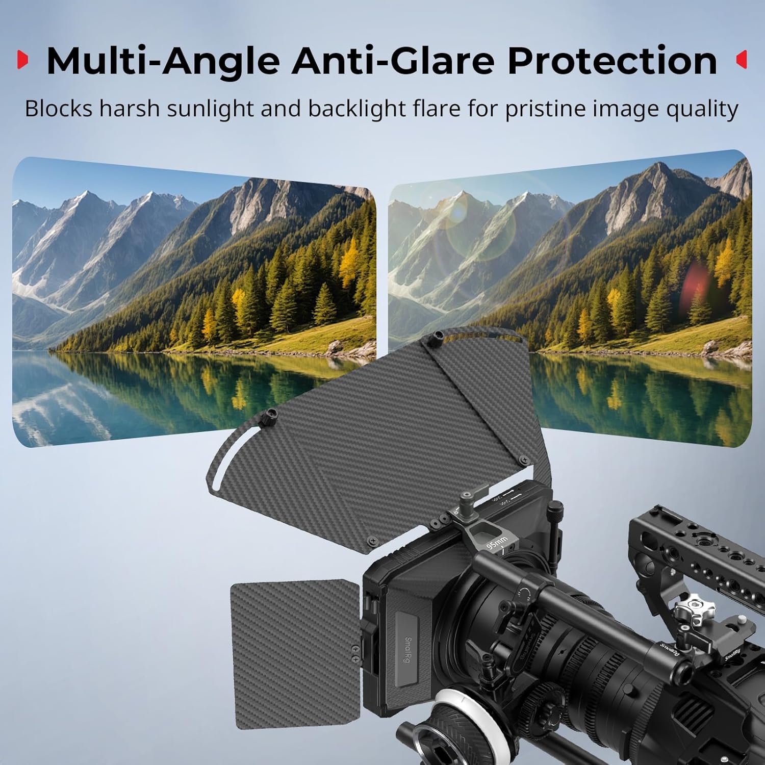 Thumbnail 1 de SMALLRIG Mini Matte Box Pro Flag Kit – 4 x 5,65 avec cadre filtre et bague Φ67/72/77/82-95 mm