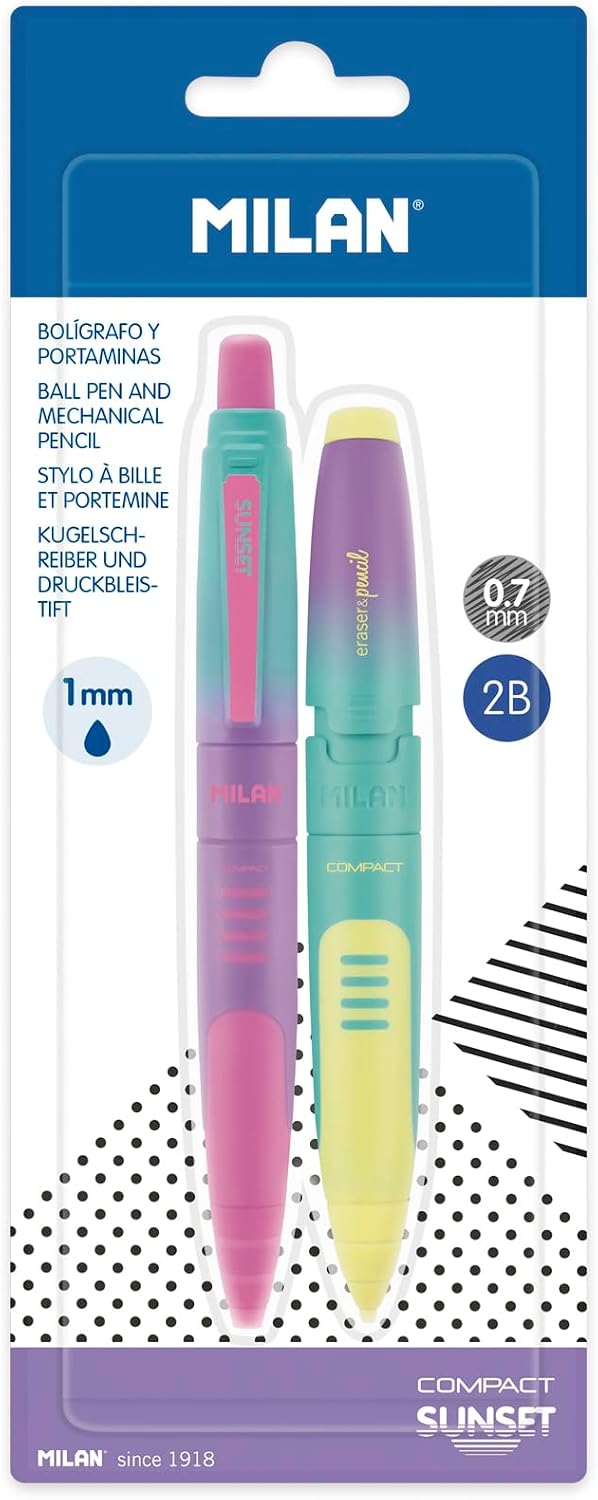 Detalle de MILAN 64183 schrijfset met balpen en Compact Sunset-vulpotlood