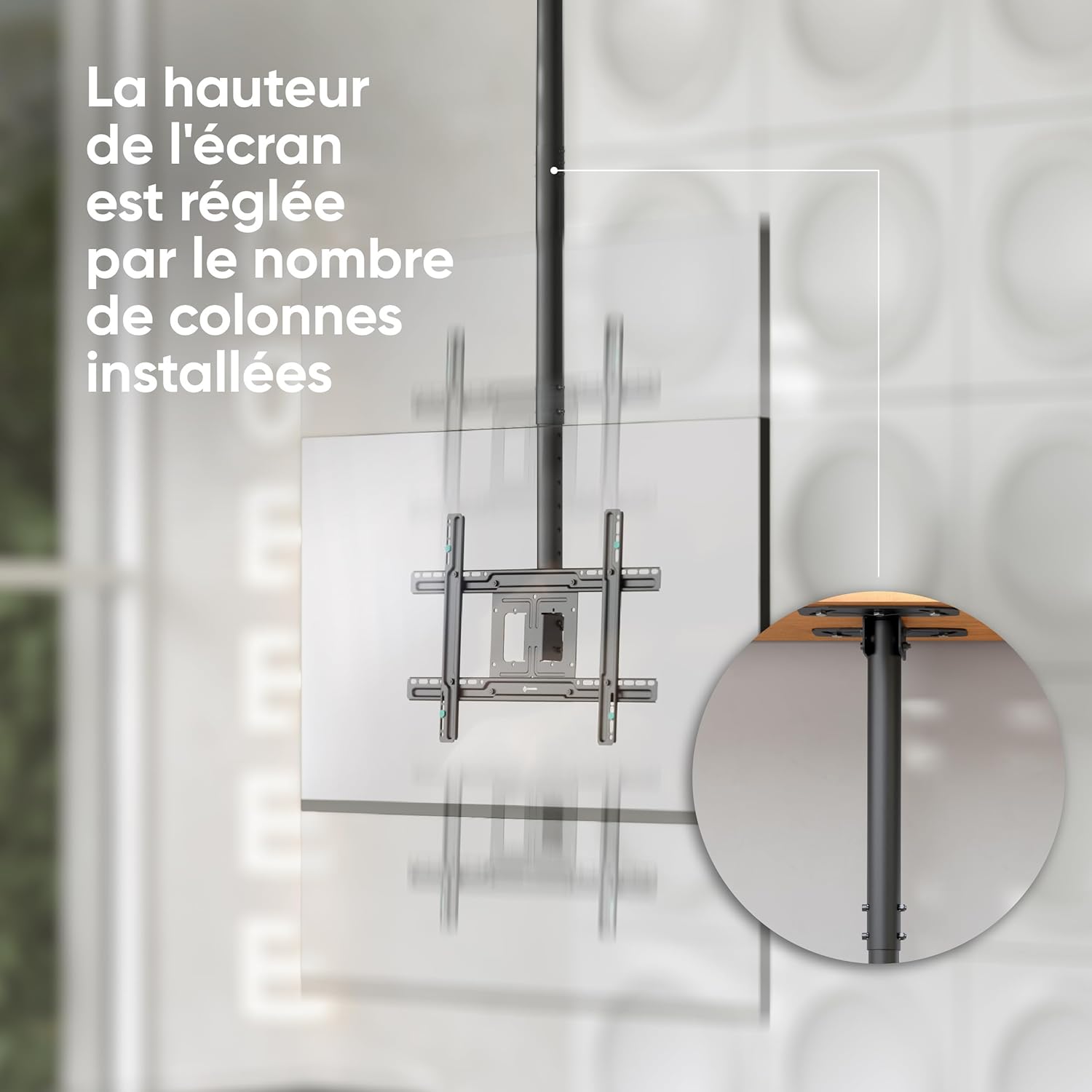 Thumbnail 6 de ONKRON Support TV Plafond Long N2L-B pour TV 32 à 80 pouces (VESA 100x100 à 600x400)