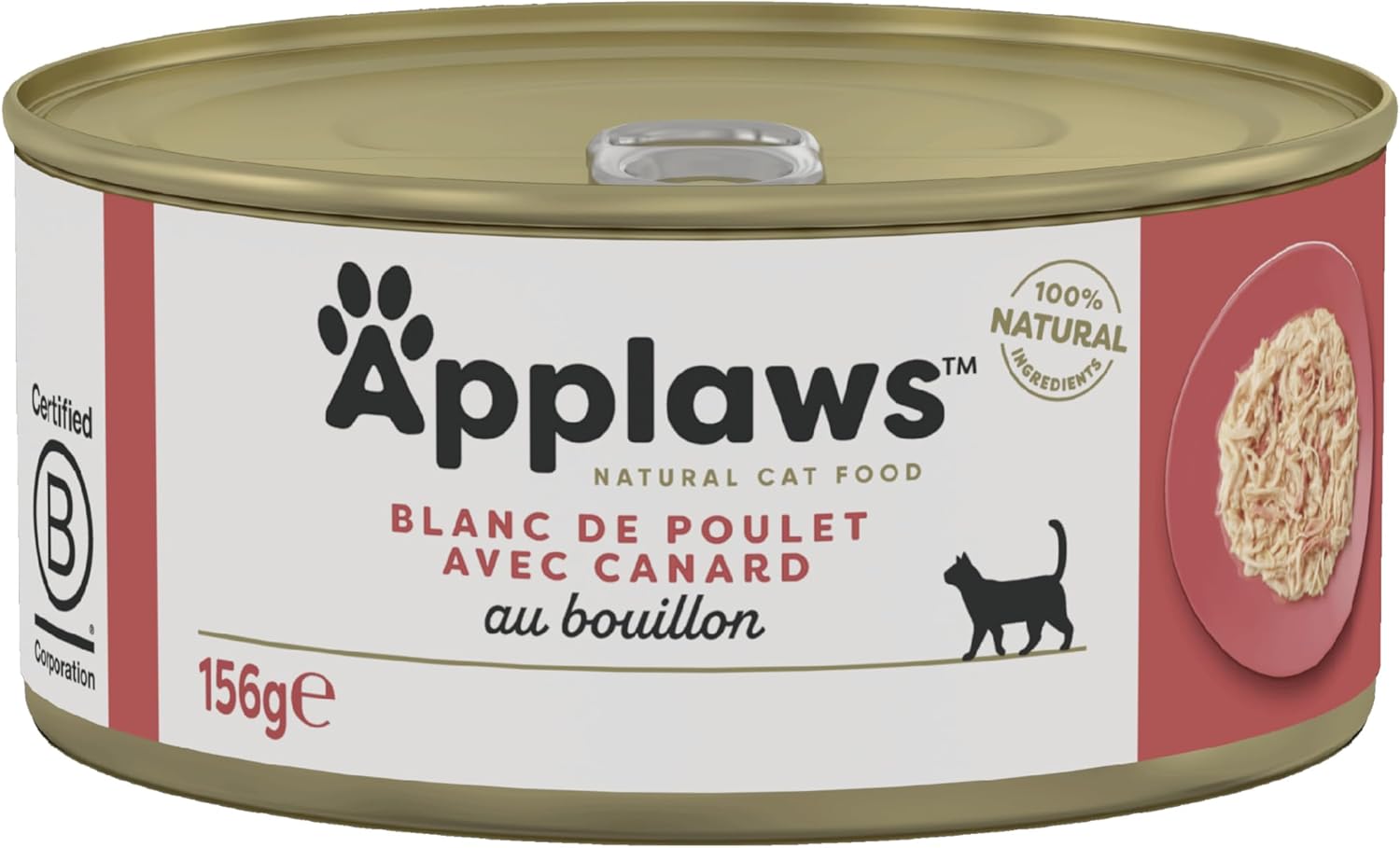 Detalle de Applaws 100% Nourriture humide pour chats adultes Natural Wet, Tasty Chicken with Duck — 24 boîtes de 156 g