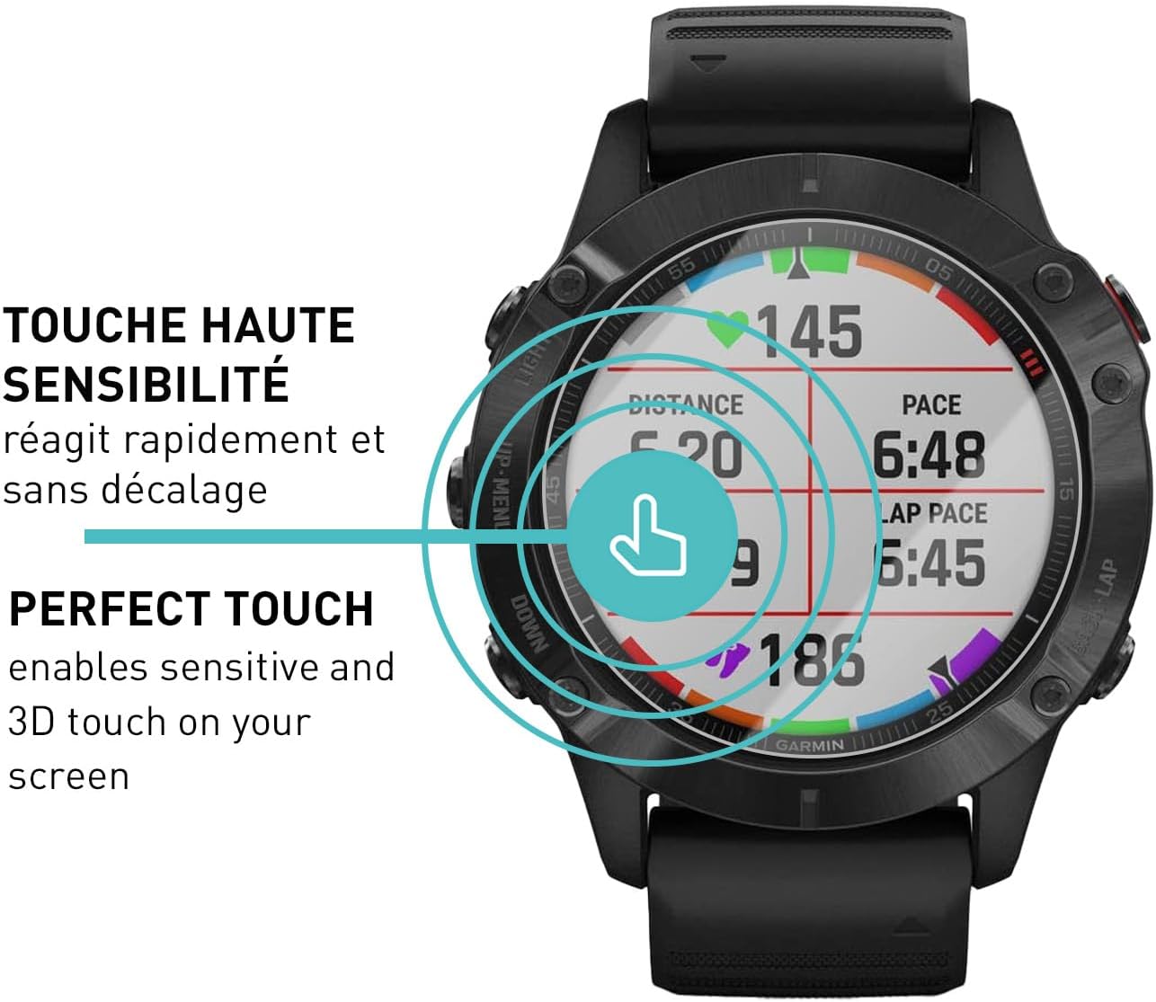 Detalle 2 de smartect 3Pack_Garmin_Fenix_6 gehardglas voor Garmin Fenix 6/6 Pro, 9H